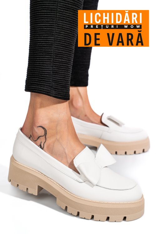 Mocasini albi piele naturala 2s77115