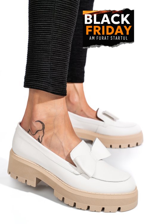 Mocasini albi piele naturala 2s77115