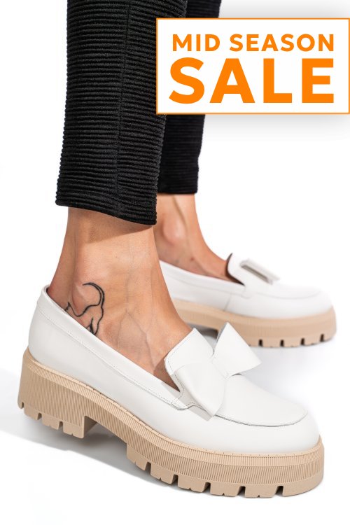 Mocasini albi piele naturala 2s77115