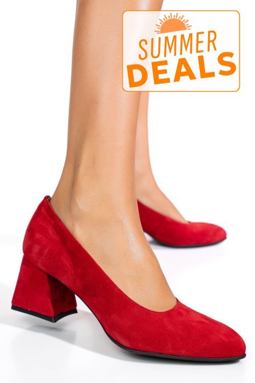 Pantofi rosii piele naturala intoarsa 5s77006