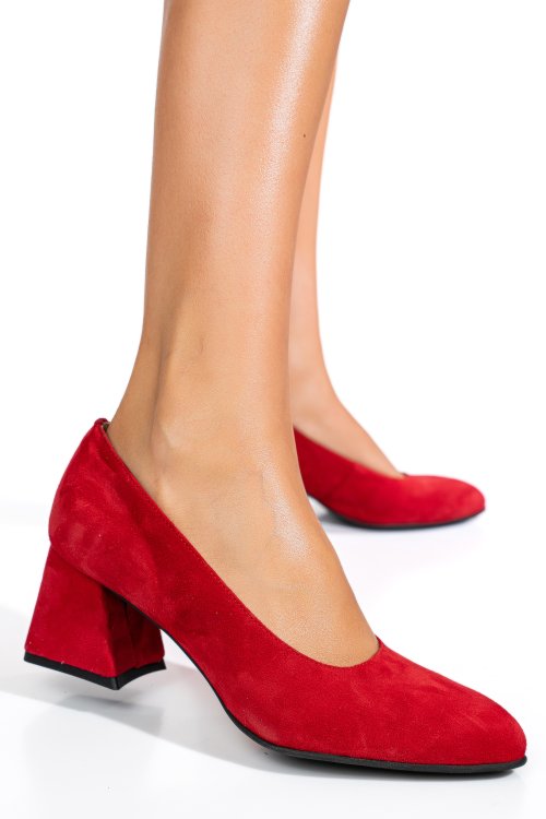 Pantofi rosii piele naturala intoarsa 5s77006