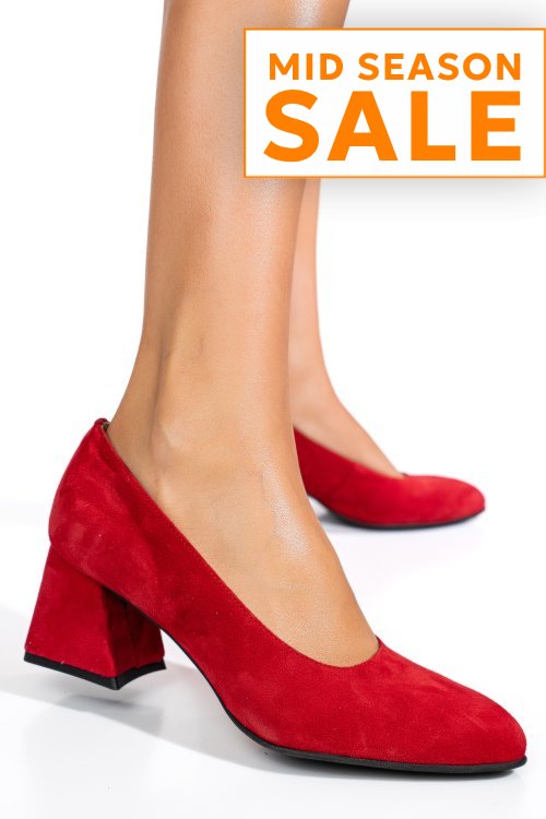 Pantofi rosii piele naturala intoarsa 5s77006