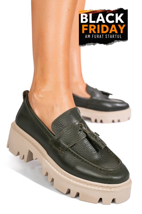 Mocasini verzi piele naturala ipcbm027b
