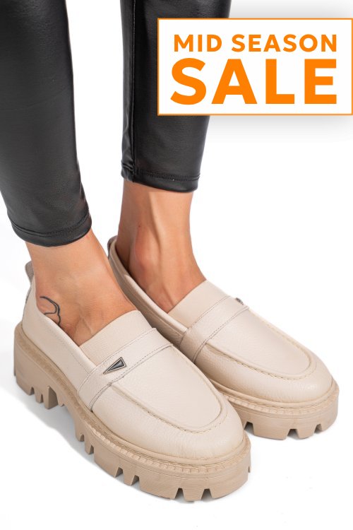 Mocasini crem piele naturala ipcbm011b