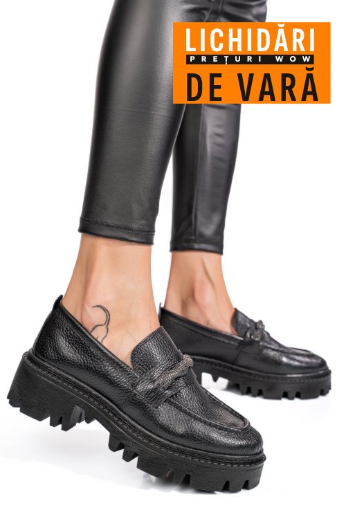 Mocasini negri piele naturala ipcbm023b