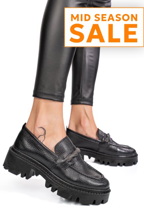 Mocasini negri piele naturala ipcbm023b