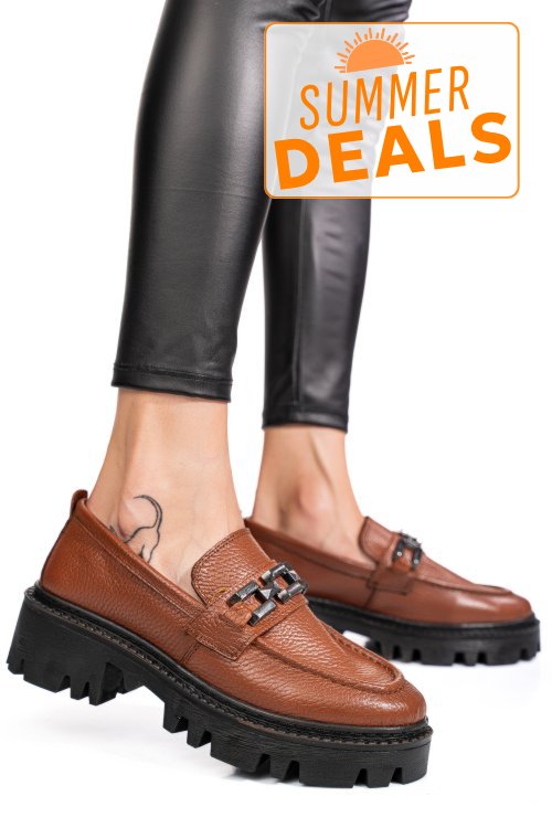 Mocasini maro piele naturala ipcbm016b