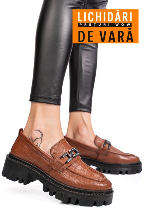 Mocasini maro piele naturala ipcbm016b
