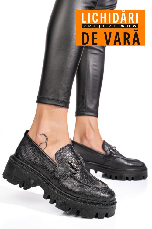 Mocasini negri piele naturala ipcbm019b