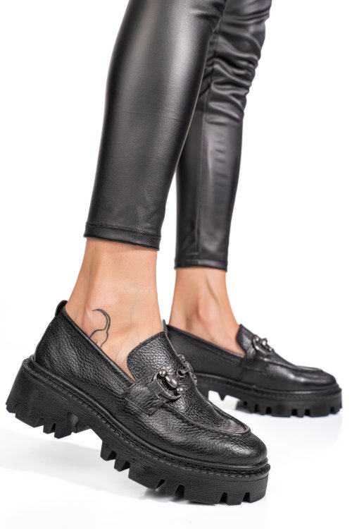 Mocasini negri piele naturala ipcbm019b