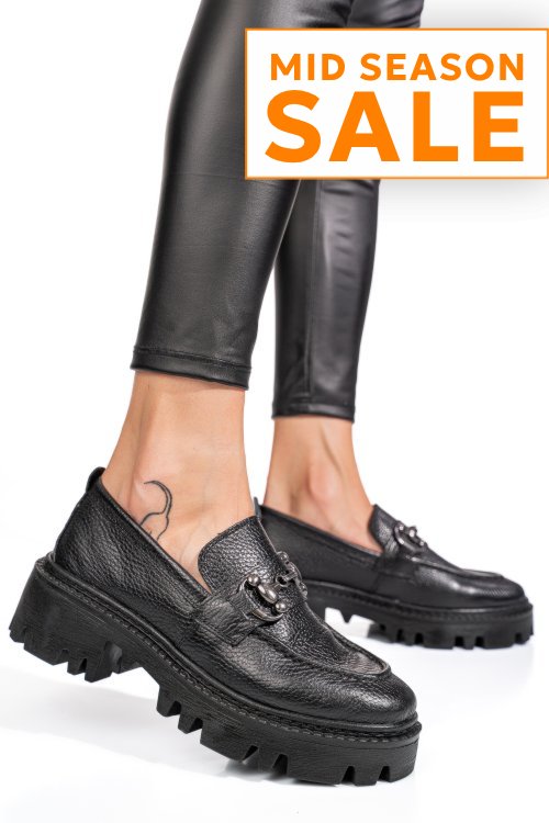 Mocasini negri piele naturala ipcbm019b