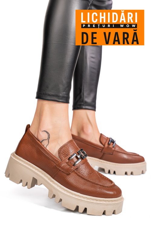 Mocasini maro piele naturala ipcbm001b