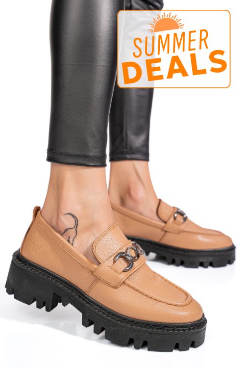 Mocasini nude piele naturala ipcbm009b