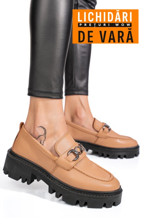 Mocasini nude piele naturala ipcbm009b