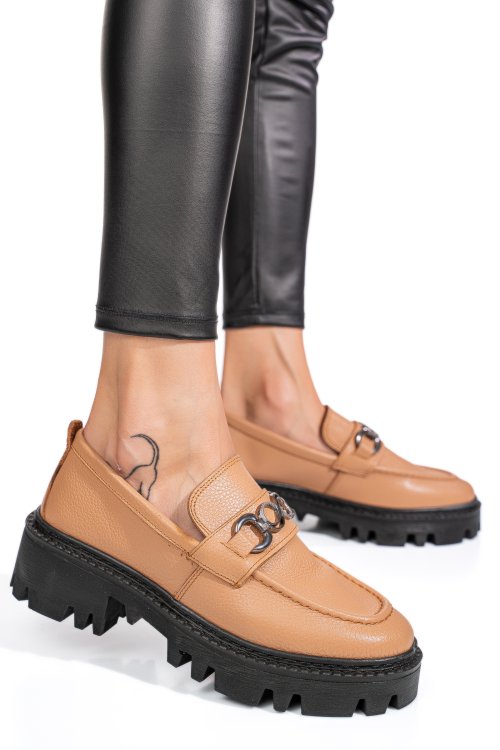 Mocasini nude piele naturala ipcbm009b
