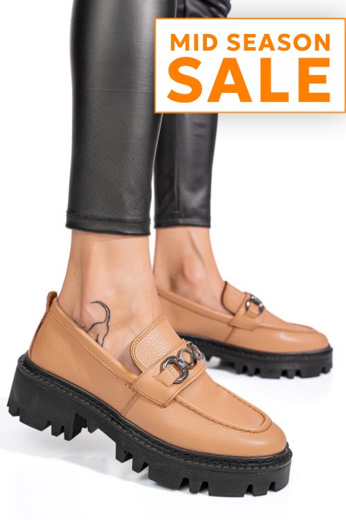 Mocasini nude piele naturala ipcbm009b