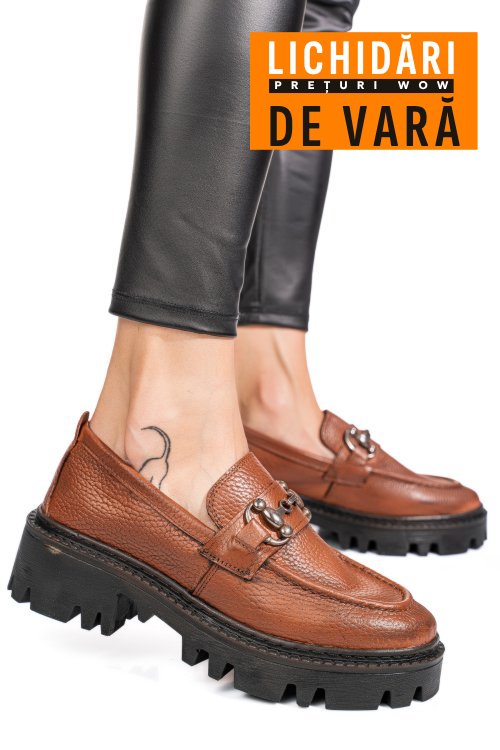 Mocasini maro piele naturala ipcbm021b