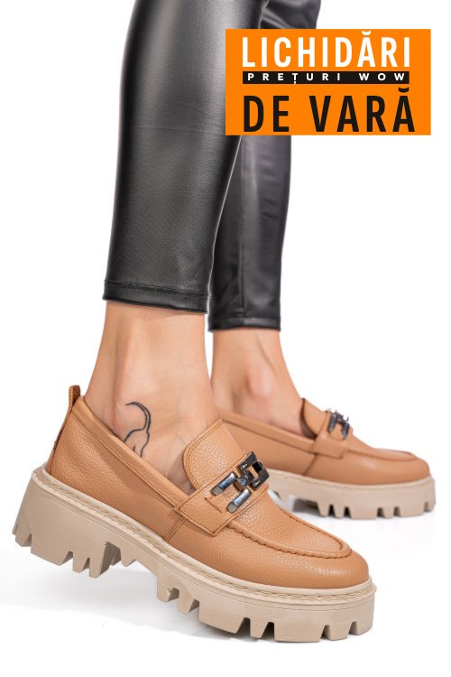 Mocasini nude piele naturala ipcbm002b