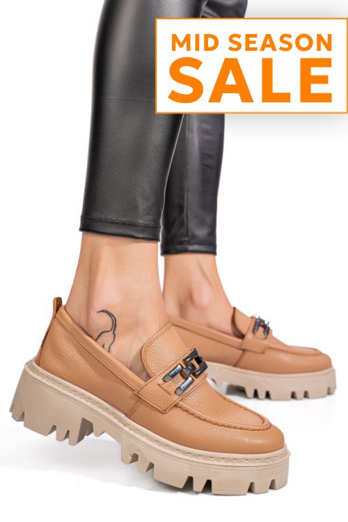 Mocasini nude piele naturala ipcbm002b