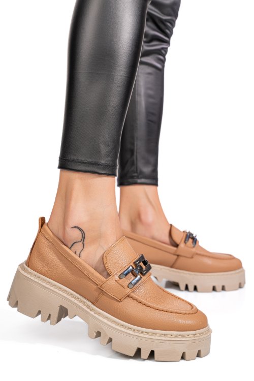 Mocasini nude piele naturala ipcbm002b