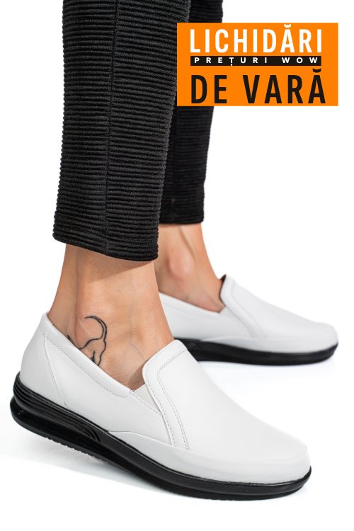 Mocasini albi piele naturala 3pc01mm