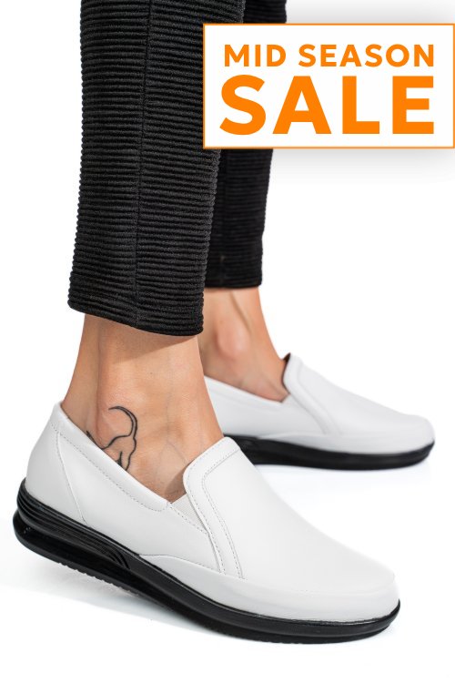 Mocasini albi piele naturala 3pc01mm