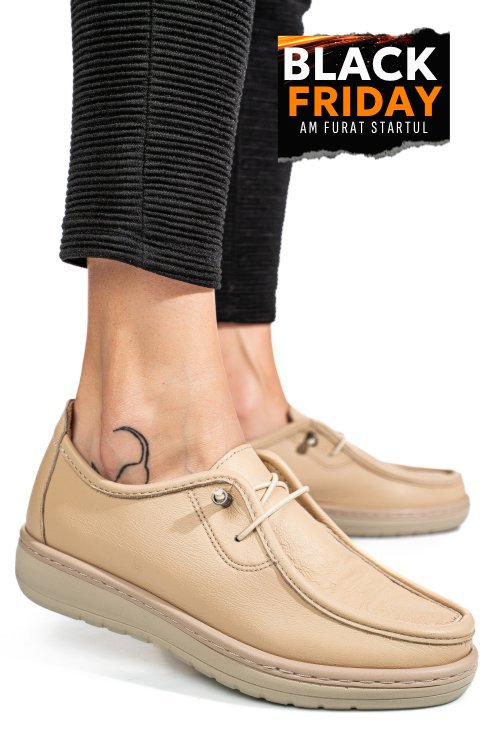 Mocasini bej piele naturala 1pc960