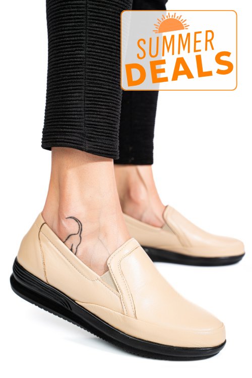Mocasini bej piele naturala 3pc01mm