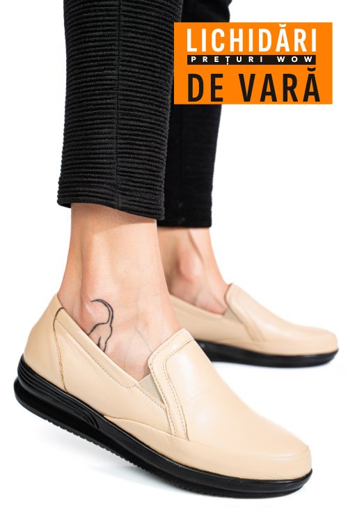 Mocasini bej piele naturala 3pc01mm
