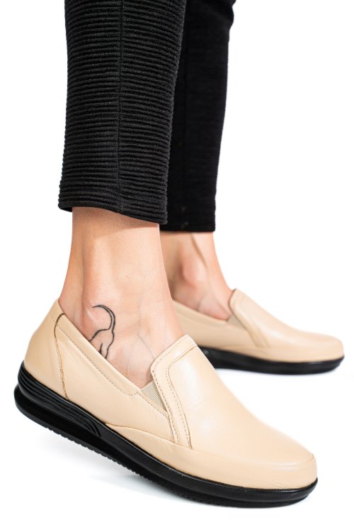 Mocasini bej piele naturala 3pc01mm