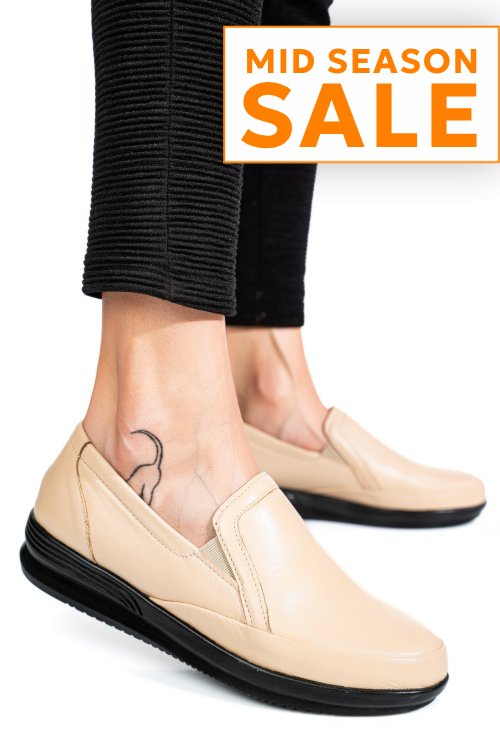 Mocasini bej piele naturala 3pc01mm