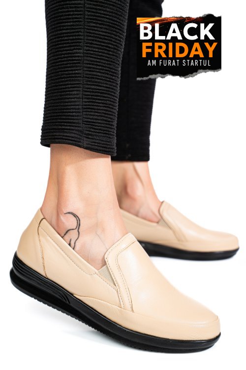 Mocasini bej piele naturala 3pc01mm