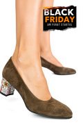 PANTOFI KHAKI TOC FLORAL PIELE NATURALA INTOARSA 1S77500