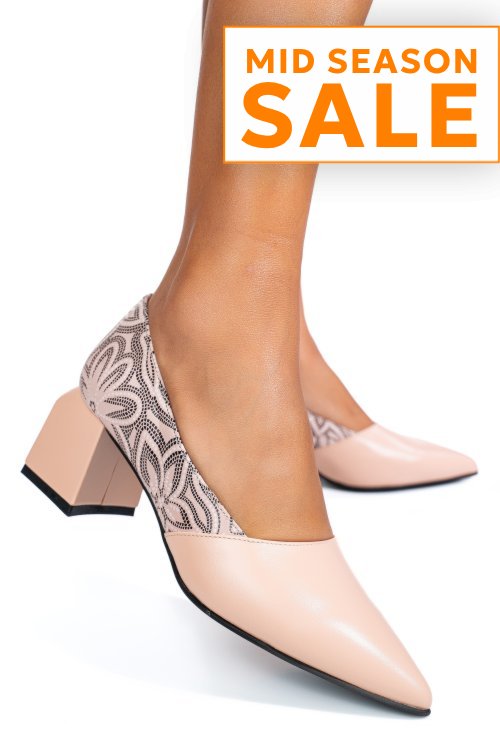 Pantofi roz floral piele naturala 5s77460