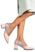 PANTOFI ROZ FLORAL PIELE NATURALA 5S77460