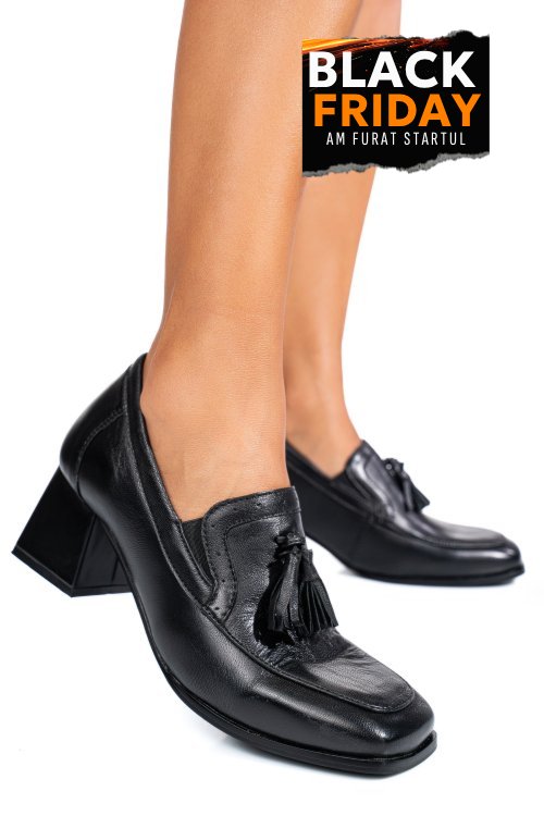 Pantofi negri piele naturala ts77im272