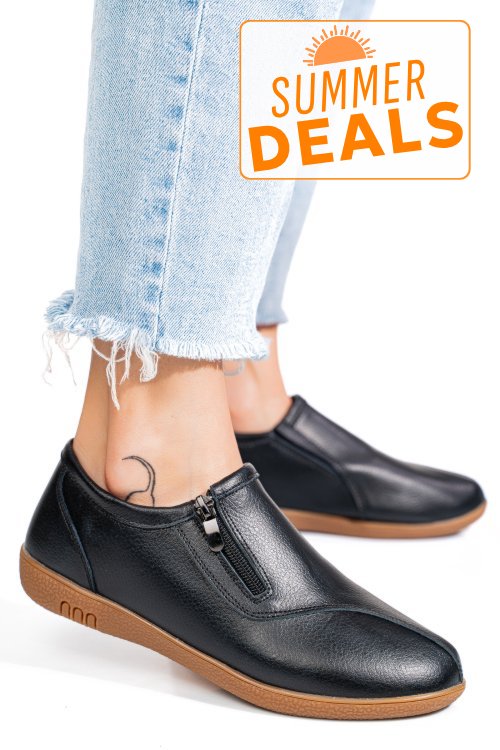 Pantofi negri piele naturala pspl301
