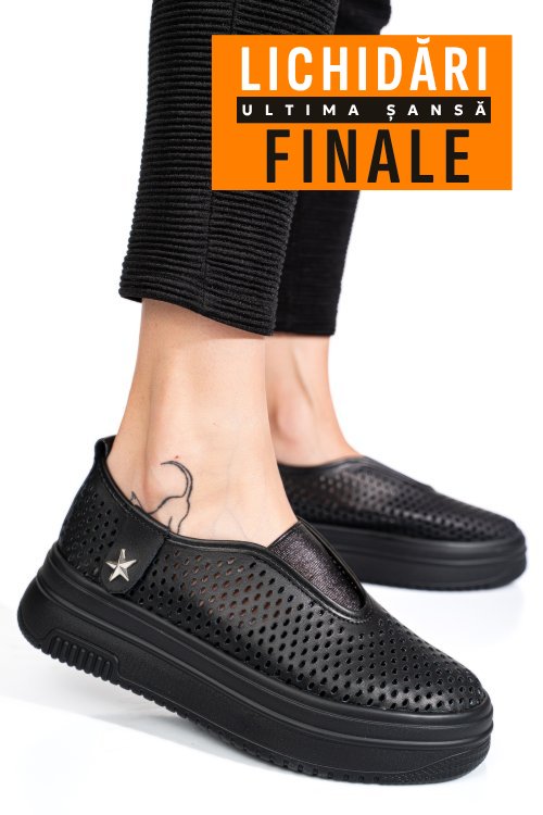 Pantofi sport negri piele naturala tsp9008