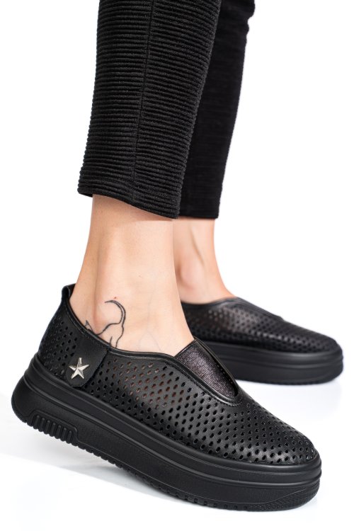 Pantofi sport negri piele naturala tsp9008