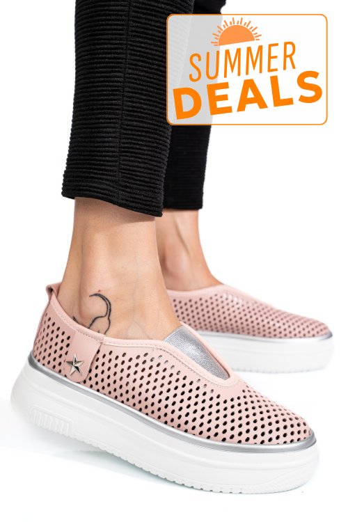 Pantofi sport roz piele naturala tsp9008