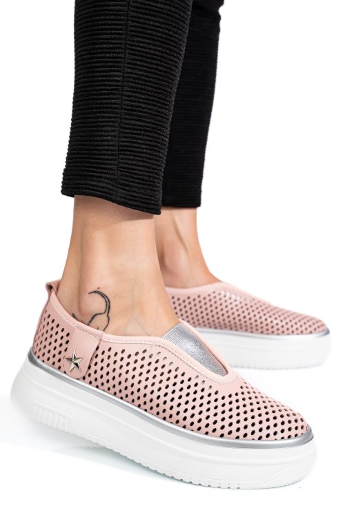 Pantofi sport roz piele naturala tsp9008