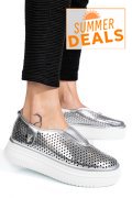 PANTOFI SPORT ARGINTII PIELE NATURALA TSP9008