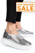 PANTOFI SPORT ARGINTII PIELE NATURALA TSP9008