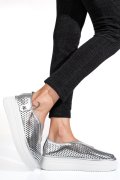 PANTOFI SPORT ARGINTII PIELE NATURALA TSP9008
