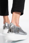 PANTOFI SPORT ARGINTII PIELE NATURALA TSP9008