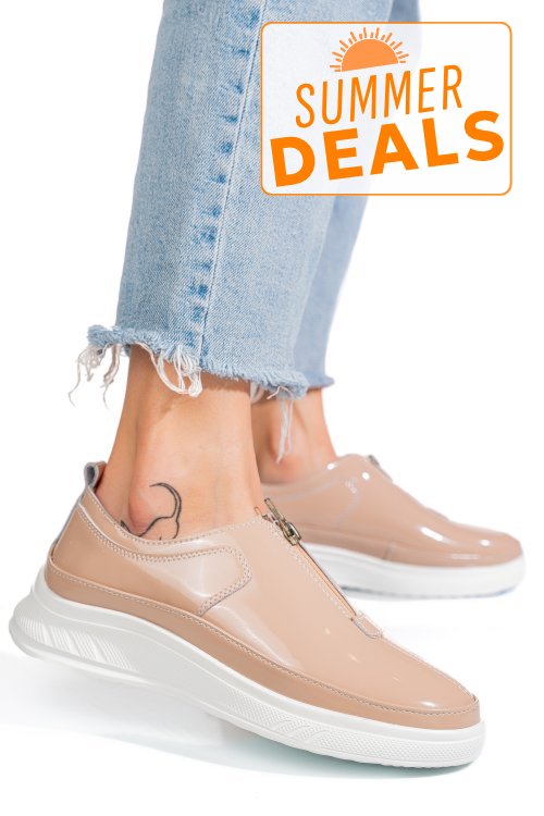 Mocasini roz piele naturala lacuita fsp002287