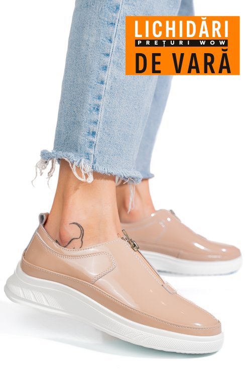 Mocasini roz piele naturala lacuita fsp002287