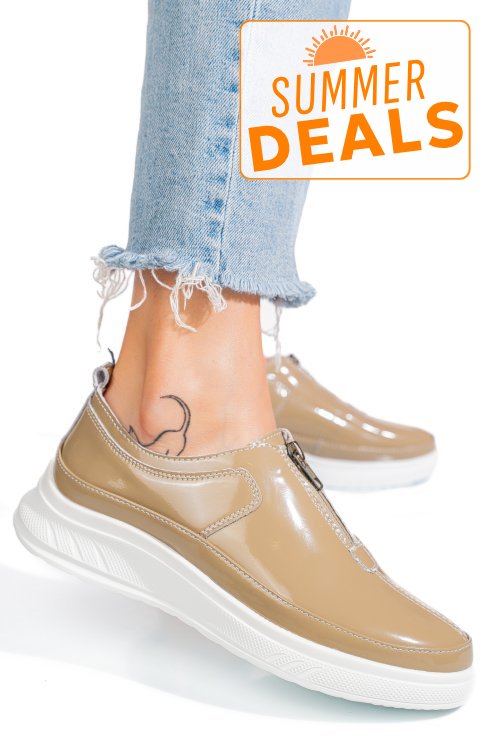 Mocasini khaki piele naturala lacuita fsp002287