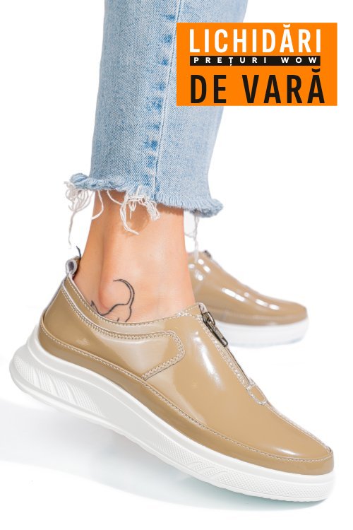 Mocasini khaki piele naturala lacuita fsp002287