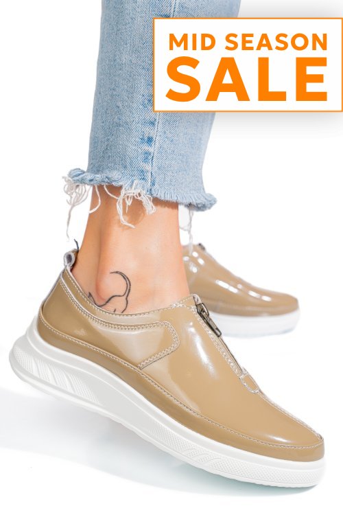 Mocasini khaki piele naturala lacuita fsp002287